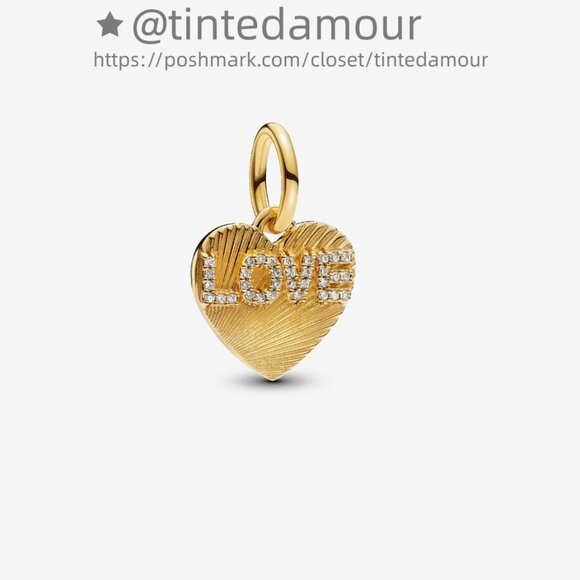 Pandora Engravable Love Heart Dangle Charm - Picture 1 of 2